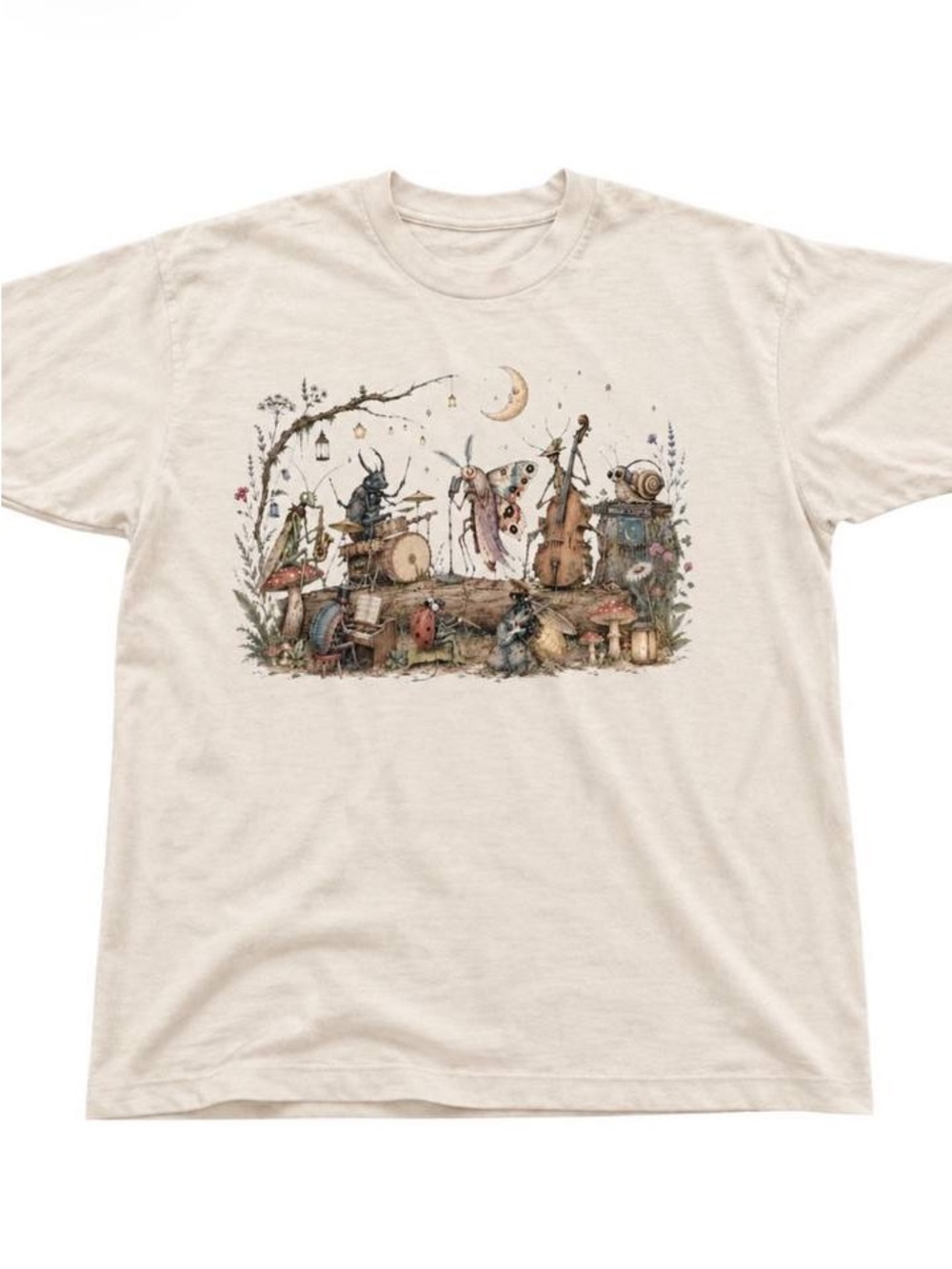 Whimsical Woodland Band Graphic Tee - Off White